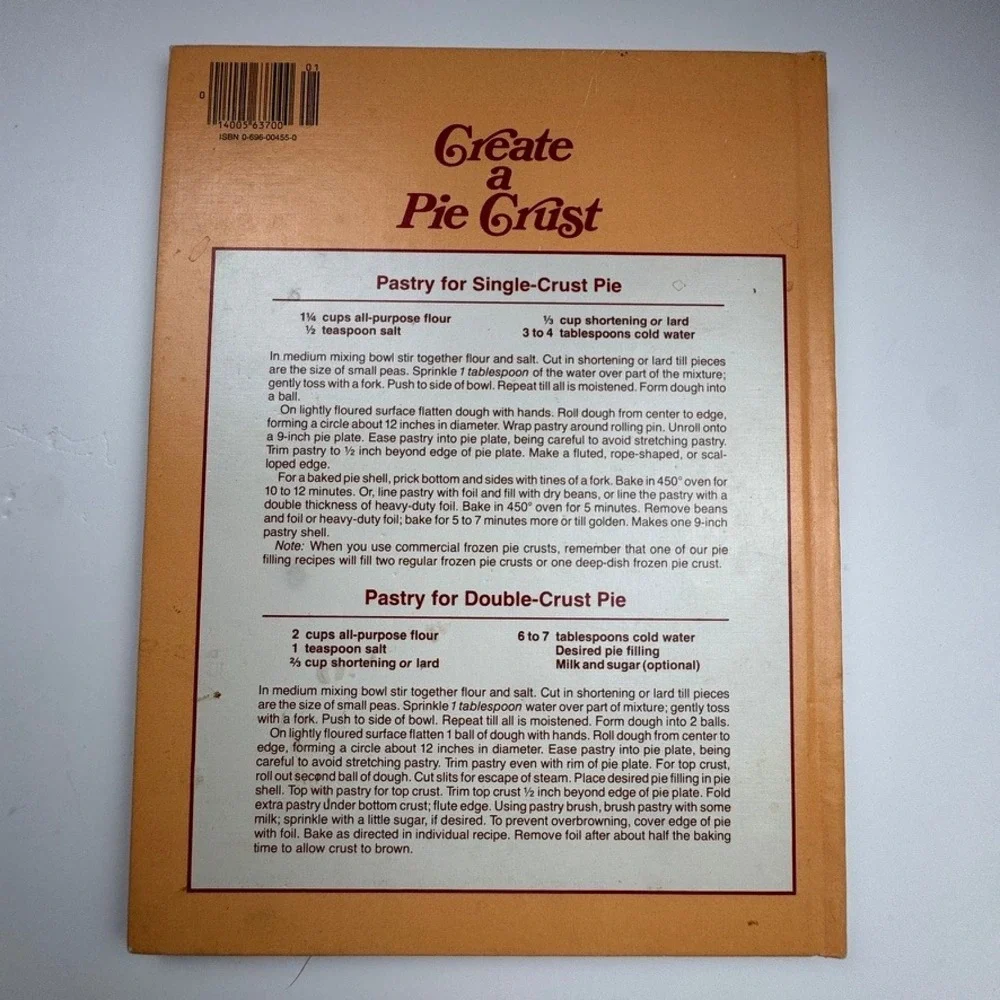 Better Homes & Gardens All-Time Favorite Pies 1978 First Edition Cookbook